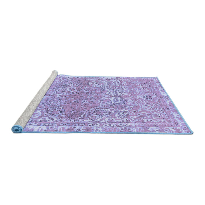 Sideview of Machine Washable Abstract Blue Modern Rug, wshabs1287blu