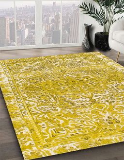 Abstract Orange Gold Modern Rug in Family Room, abs1287