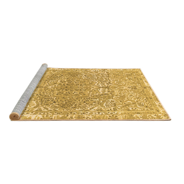 Sideview of Machine Washable Abstract Brown Modern Rug, wshabs1287brn