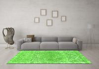 Machine Washable Abstract Green Modern Rug, wshabs1287grn