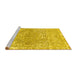 Sideview of Machine Washable Abstract Yellow Modern Rug, wshabs1287yw