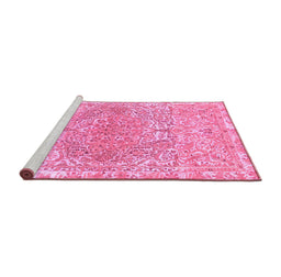 Sideview of Machine Washable Abstract Pink Modern Rug, wshabs1287pnk