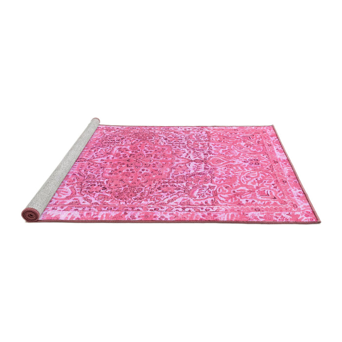 Sideview of Machine Washable Abstract Pink Modern Rug, wshabs1287pnk