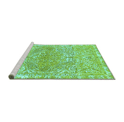 Sideview of Machine Washable Abstract Turquoise Modern Area Rugs, wshabs1287turq