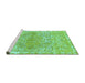 Sideview of Machine Washable Abstract Turquoise Modern Area Rugs, wshabs1287turq