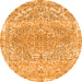 Round Machine Washable Abstract Orange Modern Area Rugs, wshabs1287org