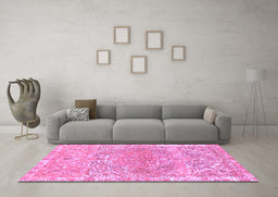 Machine Washable Abstract Purple Modern Area Rugs in a Living Room, wshabs1287pur