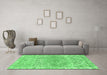 Machine Washable Abstract Emerald Green Modern Area Rugs in a Living Room,, wshabs1287emgrn