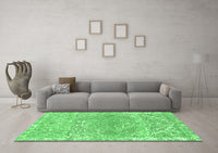 Machine Washable Abstract Emerald Green Modern Rug, wshabs1287emgrn