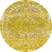 Round Abstract Orange Gold Modern Rug, abs1287