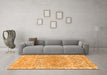 Machine Washable Abstract Orange Modern Area Rugs in a Living Room, wshabs1287org