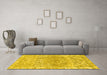 Machine Washable Abstract Yellow Modern Rug in a Living Room, wshabs1287yw