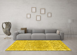 Machine Washable Abstract Yellow Modern Rug in a Living Room, wshabs1287yw