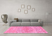 Machine Washable Abstract Pink Modern Rug in a Living Room, wshabs1287pnk