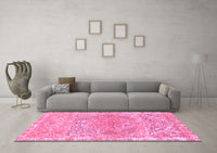 Machine Washable Abstract Pink Modern Rug, wshabs1287pnk