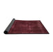 Sideview of Abstract Bright Maroon Red Modern Rug, abs1288