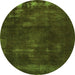 Round Abstract Green Modern Rug, abs1288grn