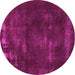 Round Machine Washable Abstract Pink Modern Rug, wshabs1288pnk