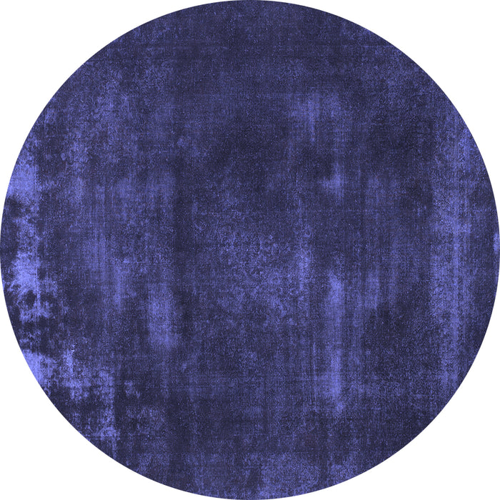 Round Machine Washable Abstract Blue Modern Rug, wshabs1288blu
