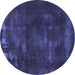 Round Machine Washable Abstract Blue Modern Rug, wshabs1288blu