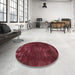 Round Abstract Bright Maroon Red Modern Rug in a Office, abs1288