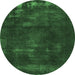 Round Abstract Emerald Green Modern Rug, abs1288emgrn