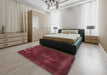 Machine Washable Abstract Bright Maroon Red Rug in a Bedroom, wshabs1288