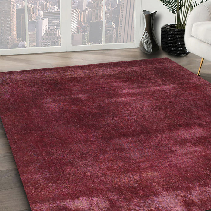 Machine Washable Abstract Bright Maroon Red Rug in a Family Room, wshabs1288