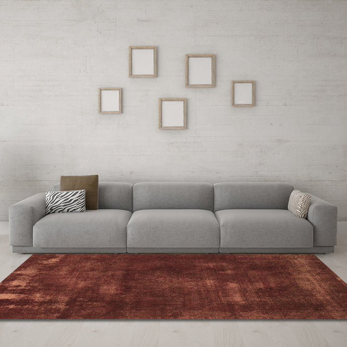 Machine Washable Abstract Brown Modern Rug in a Living Room,, wshabs1288brn