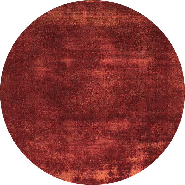 Round Machine Washable Abstract Orange Modern Area Rugs, wshabs1288org