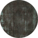 Round Abstract Turquoise Modern Rug, abs1288turq