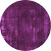 Round Machine Washable Abstract Purple Modern Area Rugs, wshabs1288pur