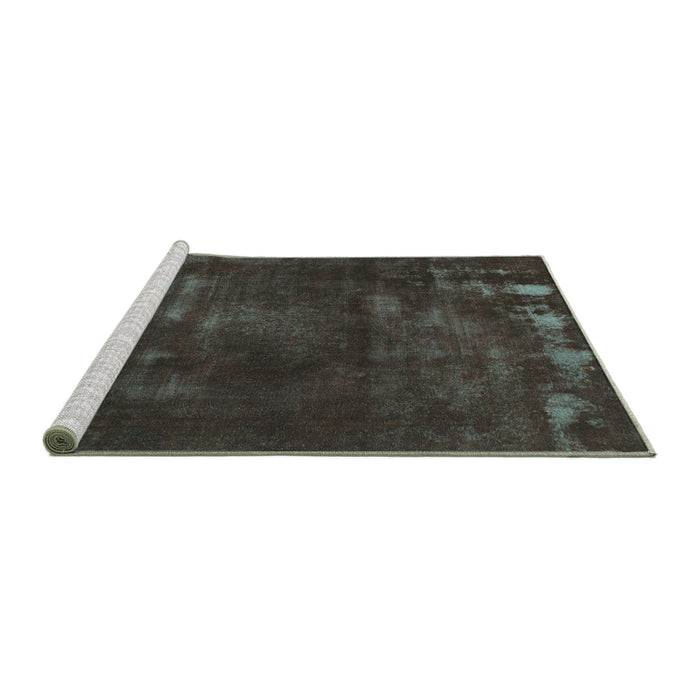 Sideview of Machine Washable Abstract Turquoise Modern Area Rugs, wshabs1288turq