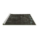 Sideview of Machine Washable Abstract Turquoise Modern Area Rugs, wshabs1288turq