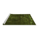 Sideview of Machine Washable Abstract Green Modern Area Rugs, wshabs1288grn