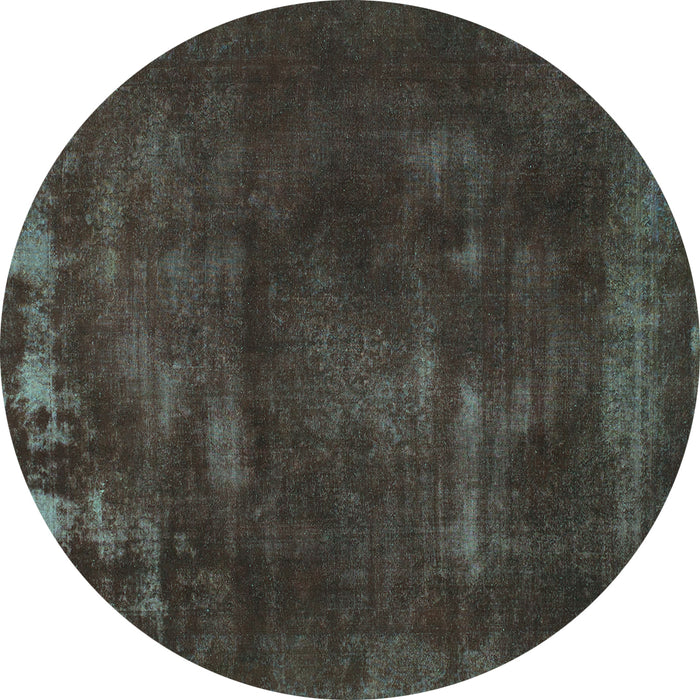 Round Machine Washable Abstract Turquoise Modern Area Rugs, wshabs1288turq