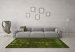 Machine Washable Abstract Green Modern Area Rugs in a Living Room,, wshabs1288grn