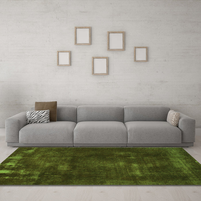Machine Washable Abstract Green Modern Area Rugs in a Living Room,, wshabs1288grn