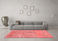 Machine Washable Abstract Red Modern Rug, wshabs1289red