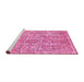 Sideview of Machine Washable Abstract Pink Modern Rug, wshabs1289pnk