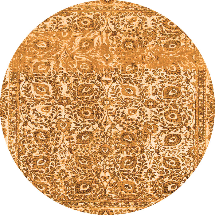 Round Abstract Orange Modern Rug, abs1289org