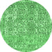 Round Machine Washable Abstract Emerald Green Modern Area Rugs, wshabs1289emgrn