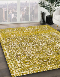 Abstract Chrome Gold Yellow Modern Rug, abs1289