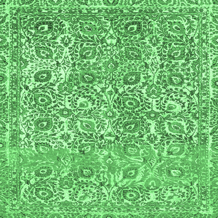 Square Machine Washable Abstract Emerald Green Modern Area Rugs, wshabs1289emgrn