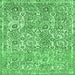 Square Machine Washable Abstract Emerald Green Modern Area Rugs, wshabs1289emgrn