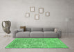 Machine Washable Abstract Emerald Green Modern Area Rugs in a Living Room,, wshabs1289emgrn