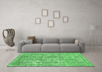 Machine Washable Abstract Emerald Green Modern Rug, wshabs1289emgrn