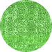 Round Machine Washable Abstract Green Modern Area Rugs, wshabs1289grn