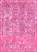 Machine Washable Abstract Pink Modern Rug, wshabs1289pnk