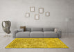 Machine Washable Abstract Yellow Modern Rug in a Living Room, wshabs1289yw